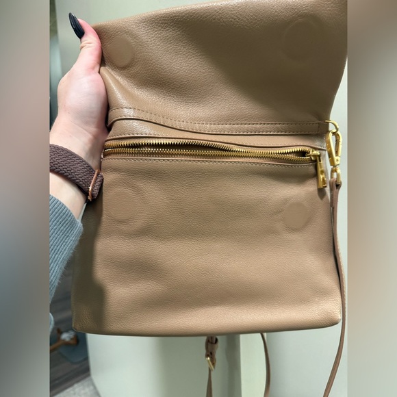 Quince Tan Leather Crossbody Bag with Gold Accents - Picture 9 of 14